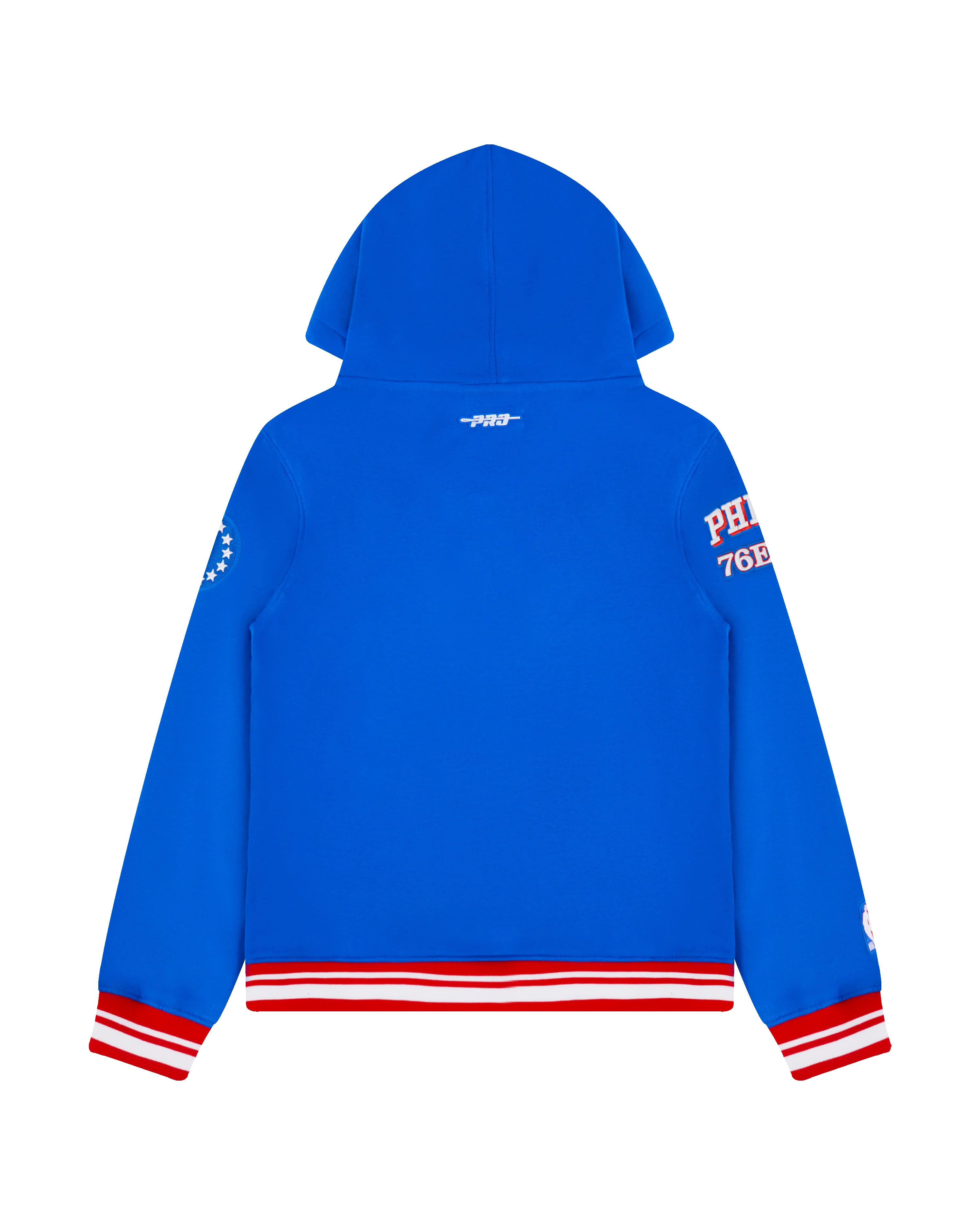 NBA PHILADELPHIA 76ERS RETRO CLASSIC BIG BOYS RIB FLEECE PULLOVER HOODIE (ROYAL BLUE/RED) - Image 2