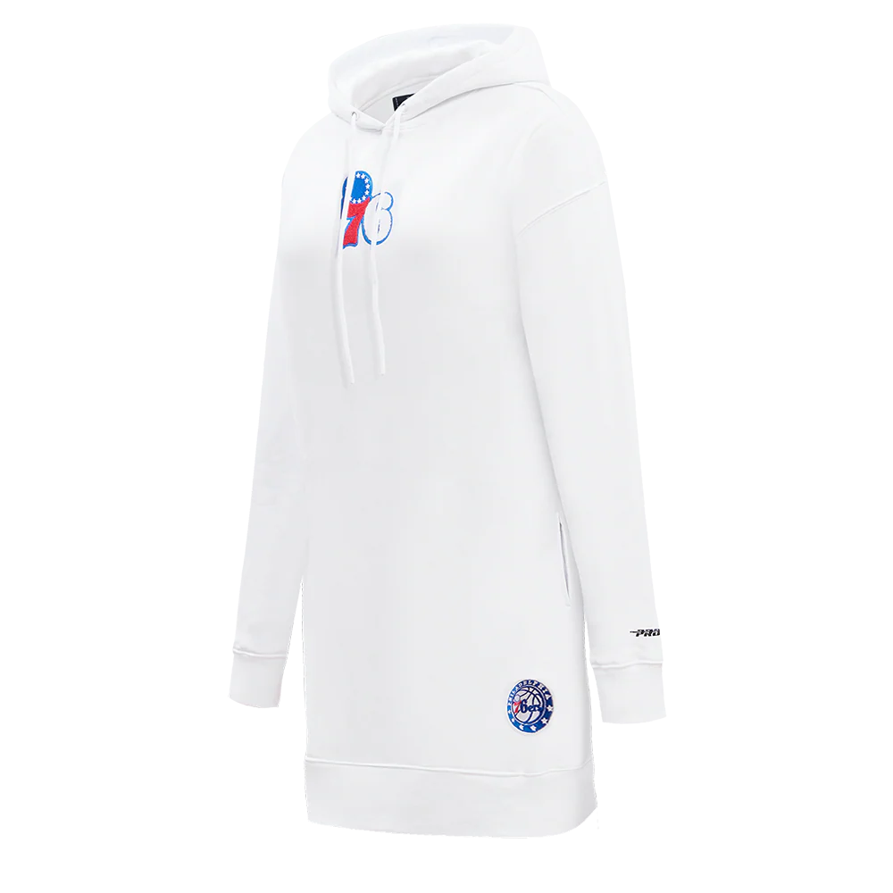 NBA PHILADELPHIA 76ERS CLASSIC WOMEN'S FLC HOODIE DRESS (WHITE) - Image 2