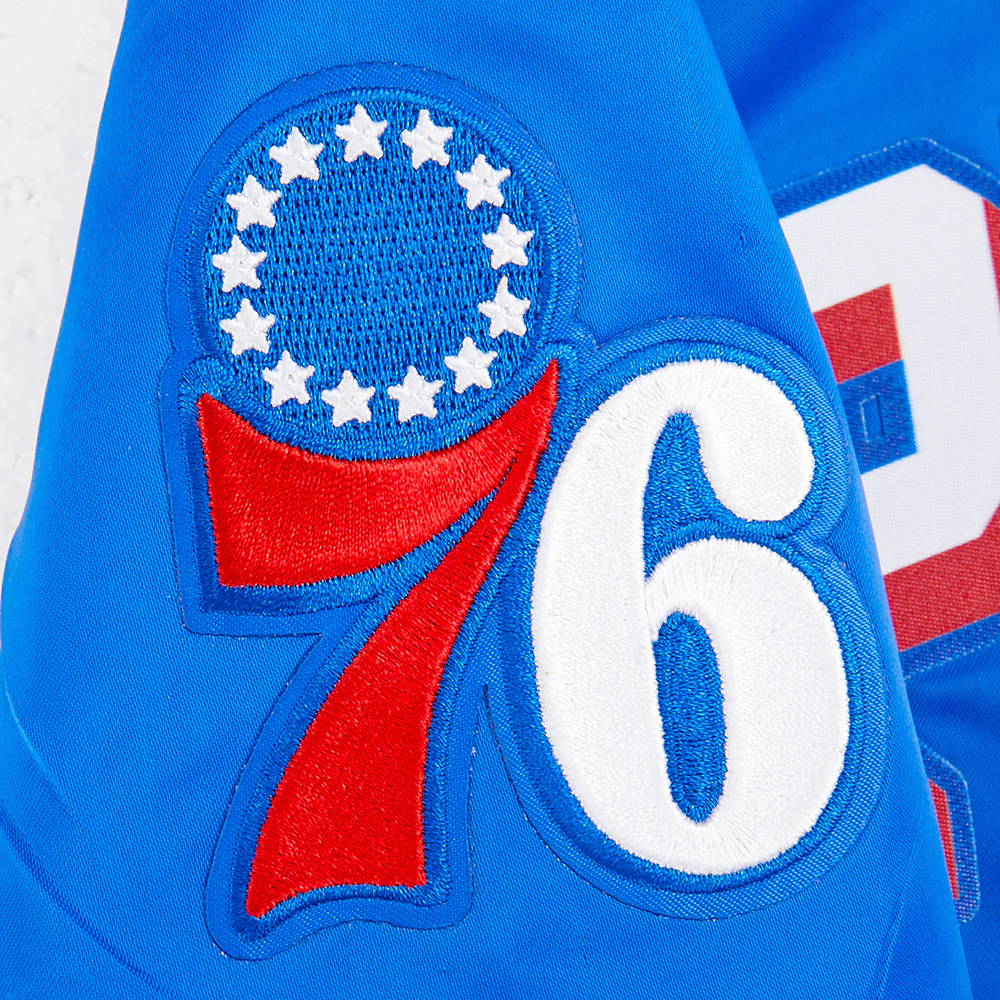 NBA PHILADELPHIA 76ERS CLASSIC BIG BOYS SATIN JACKET (ROYAL BLUE) - Image 5