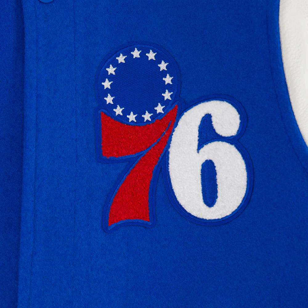 NBA PHILADELPHIA 76ERS CLASSIC BIG BOYS WOOL VARSITY JACKET (ROYAL BLUE/WHITE) - Image 5