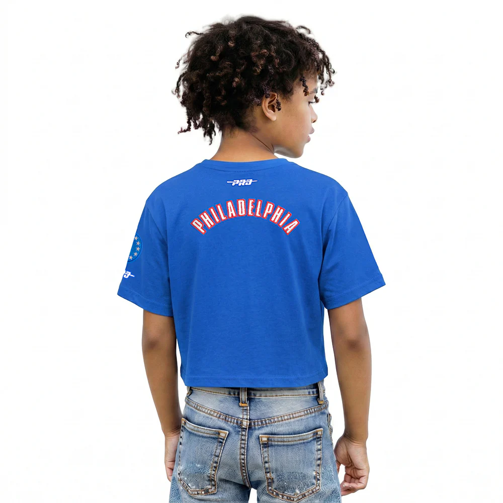 NBA PHILADELPHIA 76ERS CLASSIC BIG GIRLS SHORT SLEEVE BOXY TEE (ROYAL BLUE) - Image 2