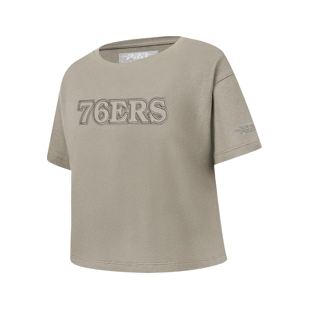 NBA PHILADELPHIA 76ERS NEUTRAL BIG GIRLS SS BOXY TEE (TAUPE) - Image 2