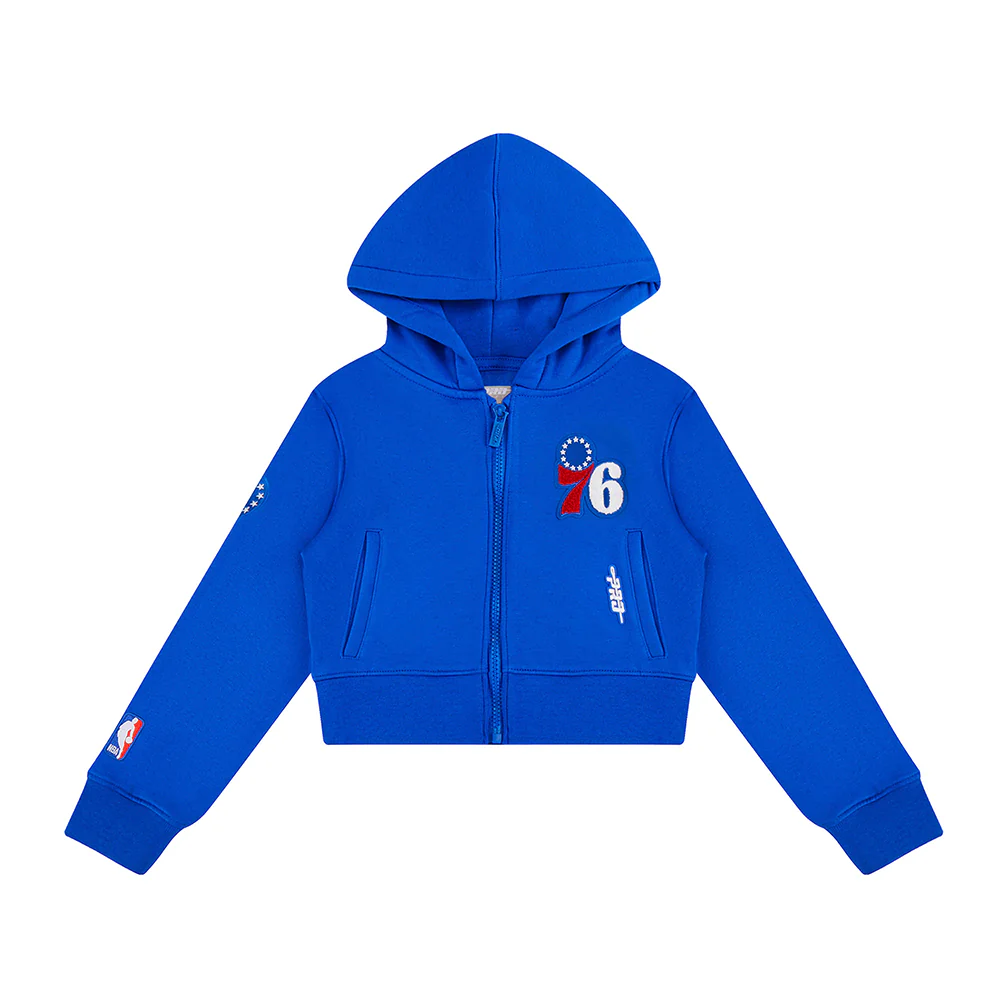 NBA PHILADELPHIA 76ERS CLASSIC BIG GIRLS FLEECE FULL ZIP HOODIE (ROYAL BLUE) - Image 3