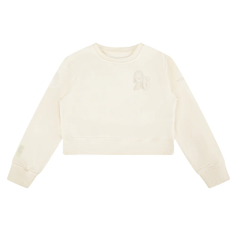 NBA PHILADELPHIA 76ERS NEUTRAL BIG GIRLS  FLEECE CREWNECK (EGGSHELL) - Image 3
