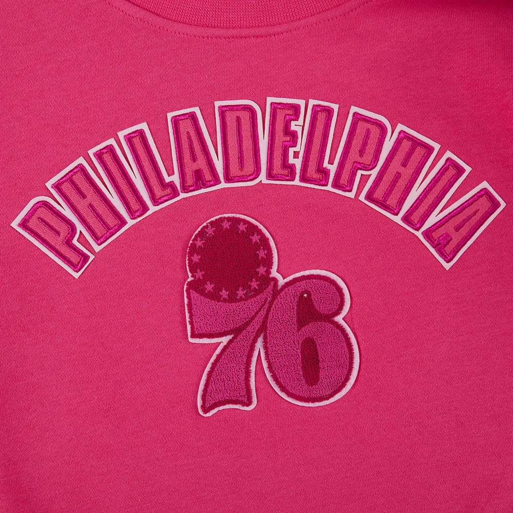 NBA PHILADELPHIA 76ERS TRIPLE PINK BIG GIRLS FLEECE CREWNECK (BEETROOT PURPLE) - Image 6