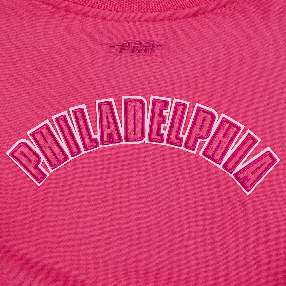 NBA PHILADELPHIA 76ERS TRIPLE PINK BIG GIRLS FLEECE CREWNECK (BEETROOT PURPLE) - Image 7