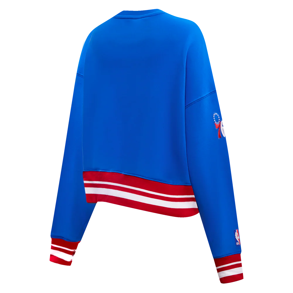 NBA PHILADELPHIA 76ERS RETRO CLASSIC WOMEN'S CREWNECK (ROYAL BLUE/RED) - Image 5