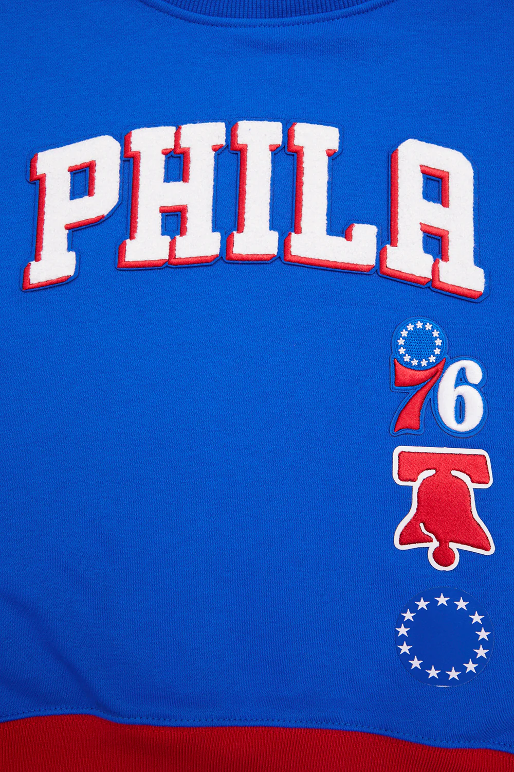 NBA PHILADELPHIA 76ERS RETRO CLASSIC WOMEN'S CREWNECK (ROYAL BLUE/RED) - Image 7