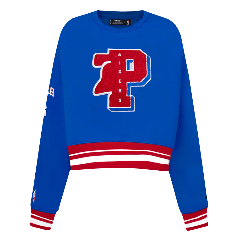 NBA PHILADELPHIA 76ERS MASHUP WOMEN'S RIB CREWNECK (ROYAL BLUE/RED) - Image 3