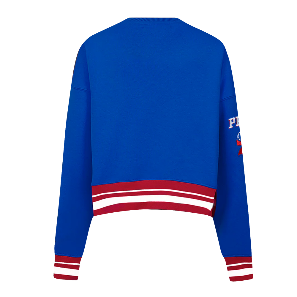 NBA PHILADELPHIA 76ERS MASHUP WOMEN'S RIB CREWNECK (ROYAL BLUE/RED) - Image 5