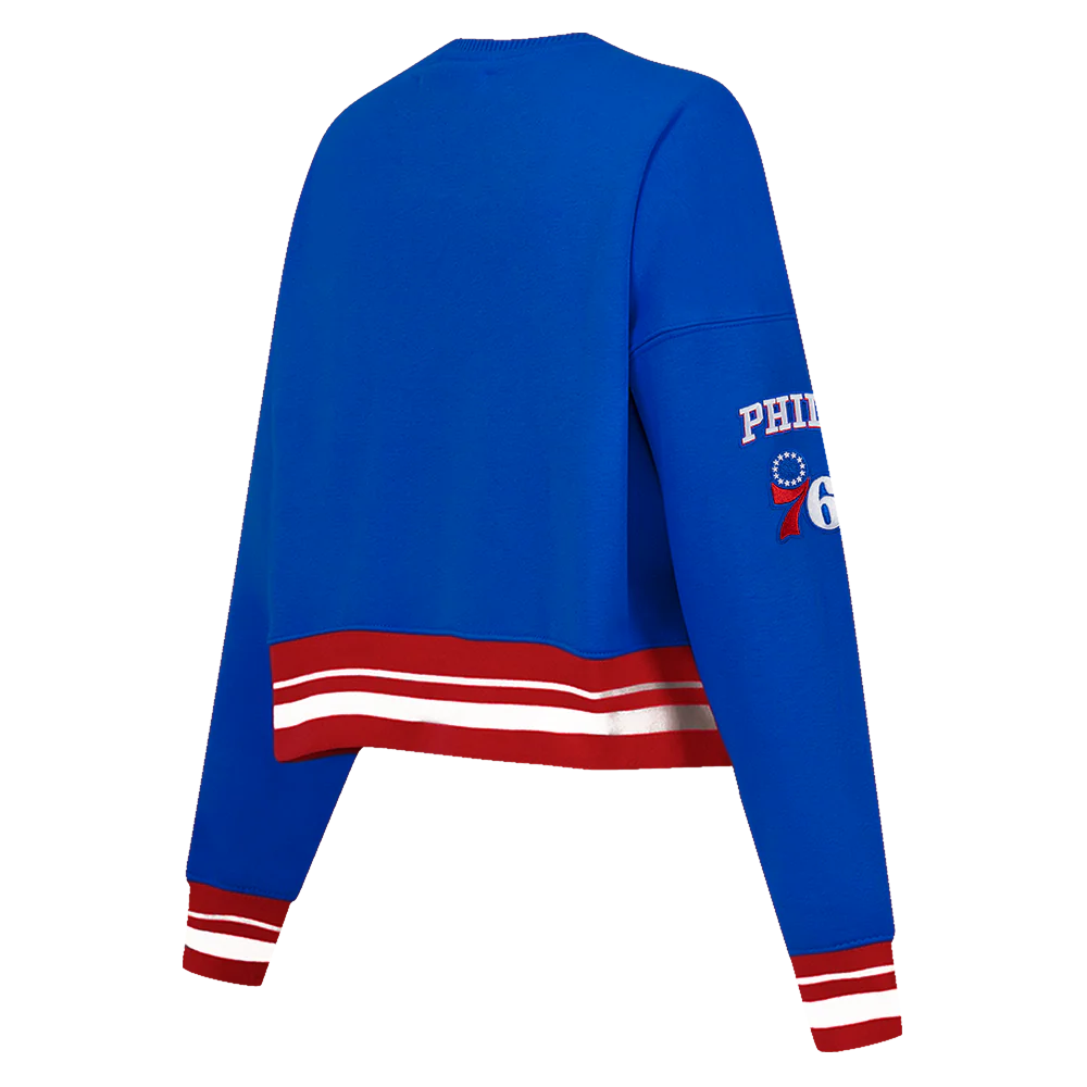 NBA PHILADELPHIA 76ERS MASHUP WOMEN'S RIB CREWNECK (ROYAL BLUE/RED) - Image 6