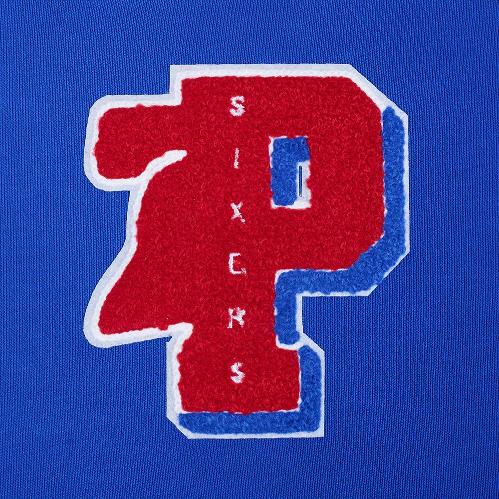 NBA PHILADELPHIA 76ERS MASHUP WOMEN'S RIB CROPPED PULLOVER HOODIE (ROYAL BLUE/RED) - Image 7