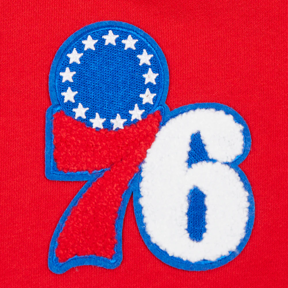 NBA PHILADELPHIA 76ERS CLASSIC WOMEN'S CROPPED PULLOVER HOODIE (RED) - Image 7