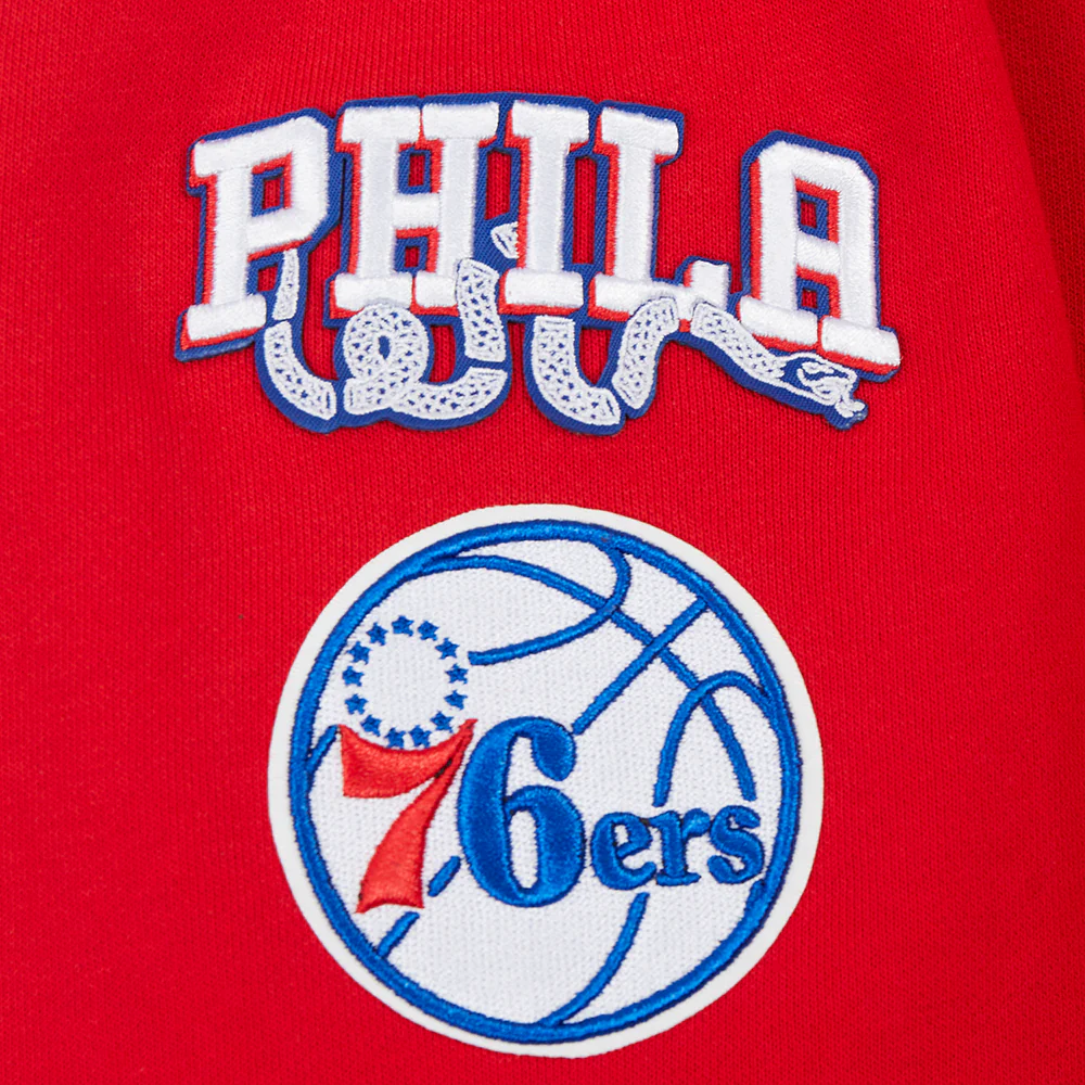 NBA PHILADELPHIA 76ERS CLASSIC WOMEN'S CROPPED PULLOVER HOODIE (RED) - Image 8