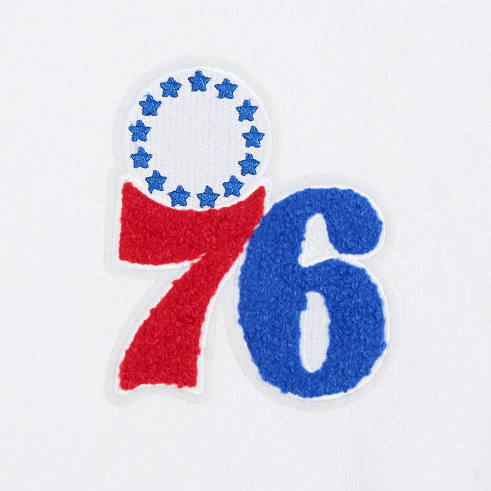 NBA PHILADELPHIA 76ERS CLASSIC WOMEN'S CROPPED PULLOVER HOODIE (WHITE) - Image 5