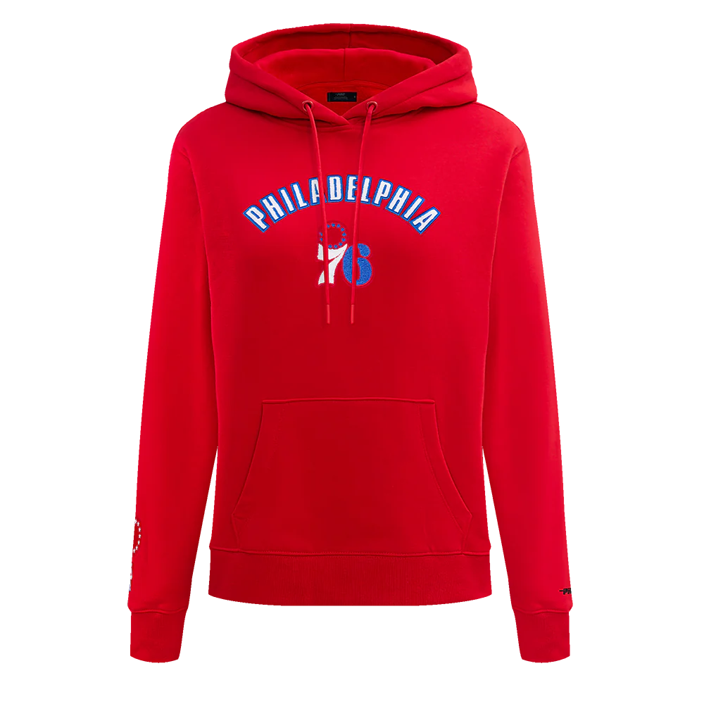 NBA PHILADELPHIA 76ERS CLASSIC WOMEN'S FLC PO HOODIE (RED)