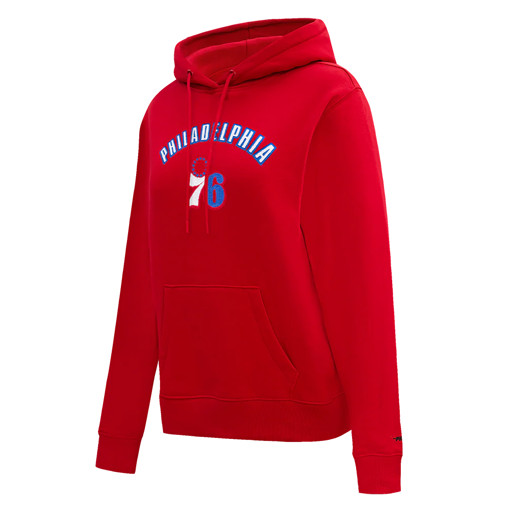 NBA PHILADELPHIA 76ERS CLASSIC WOMEN'S FLC PO HOODIE (RED) - Image 2