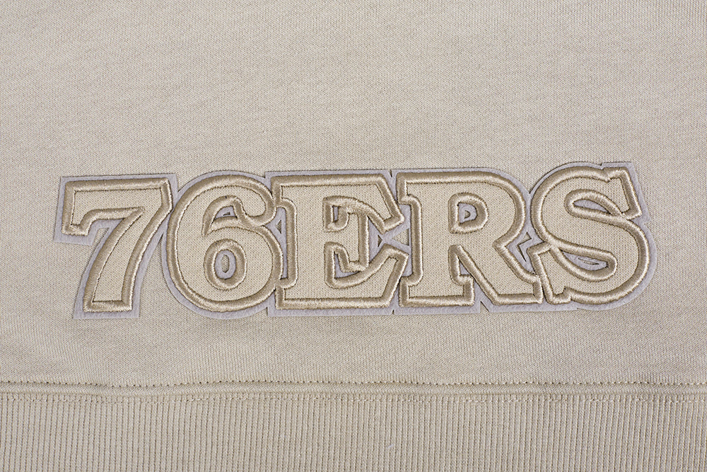 NBA PHILADELPHIA 76ERS NEUTRAL WOMEN'S CROPPED PULLOVER HOODIE (TAUPE) - Image 6