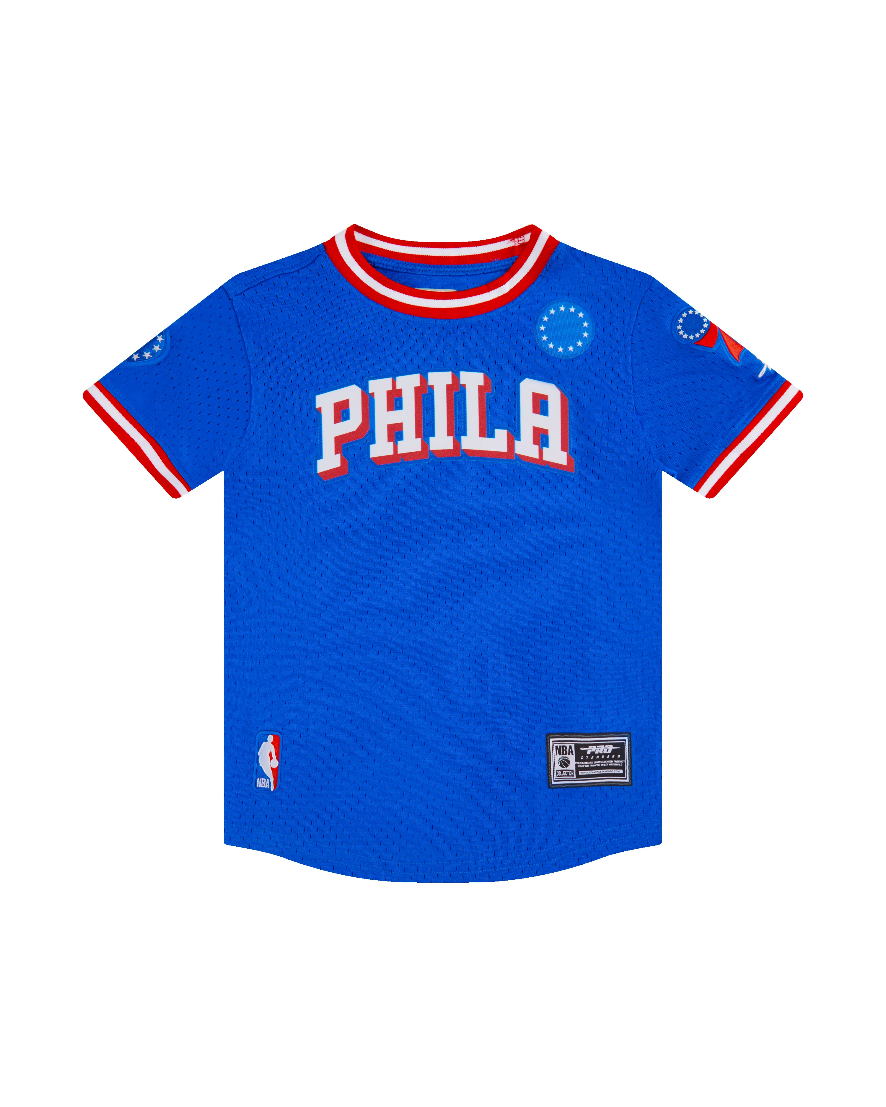 NBA PHILADELPHIA 76ERS CLASSIC LITTLE BOYS SHORT SLEEVE MESH TEE (ROYAL BLUE/RED) - Image 3