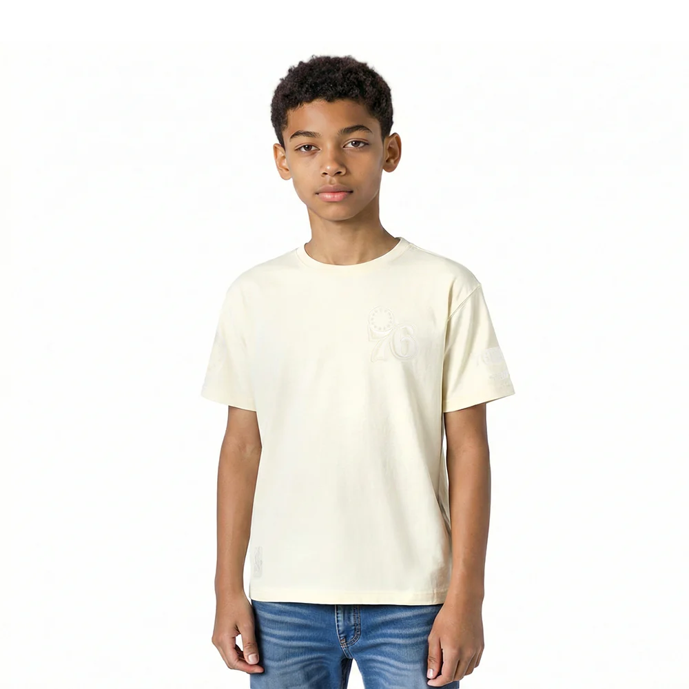 NBA PHILADELPHIA 76ERS NEUTRAL LITTLE BOYS SHORT SLEEVE TEE (EGGSHELL)