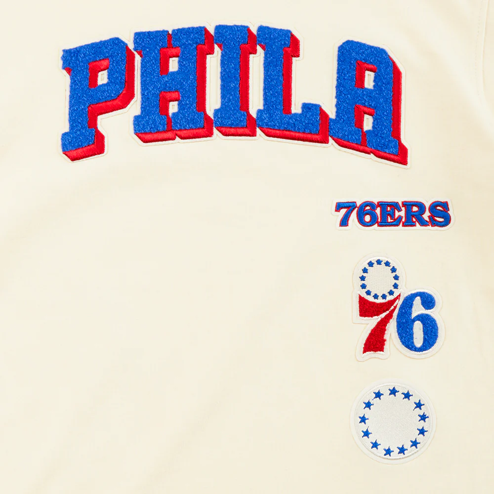 NBA PHILADELPHIA 76ERS RETRO CLASSIC LITTLE BOYS SHORT SLEEVE TAPING TEE (EGGSHELL/ROYAL BLUE) - Image 5