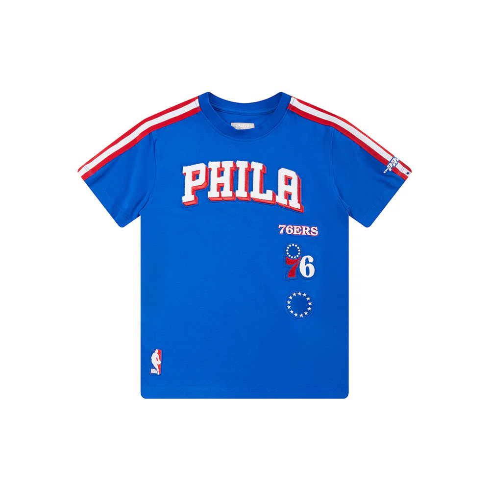 NBA PHILADELPHIA 76ERS RETRO CLASSIC LITTLE BOYS SHORT SLEEVE TAPING TEE (ROYAL BLUE/RED) - Image 3