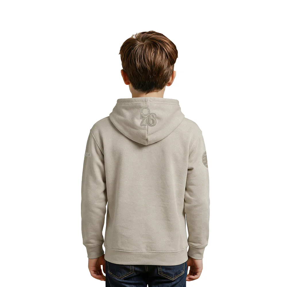 NBA PHILADELPHIA 76ERS NEUTRAL LITTLE BOYS FLEECE PULLOVER HOODIE (TAUPE) - Image 2
