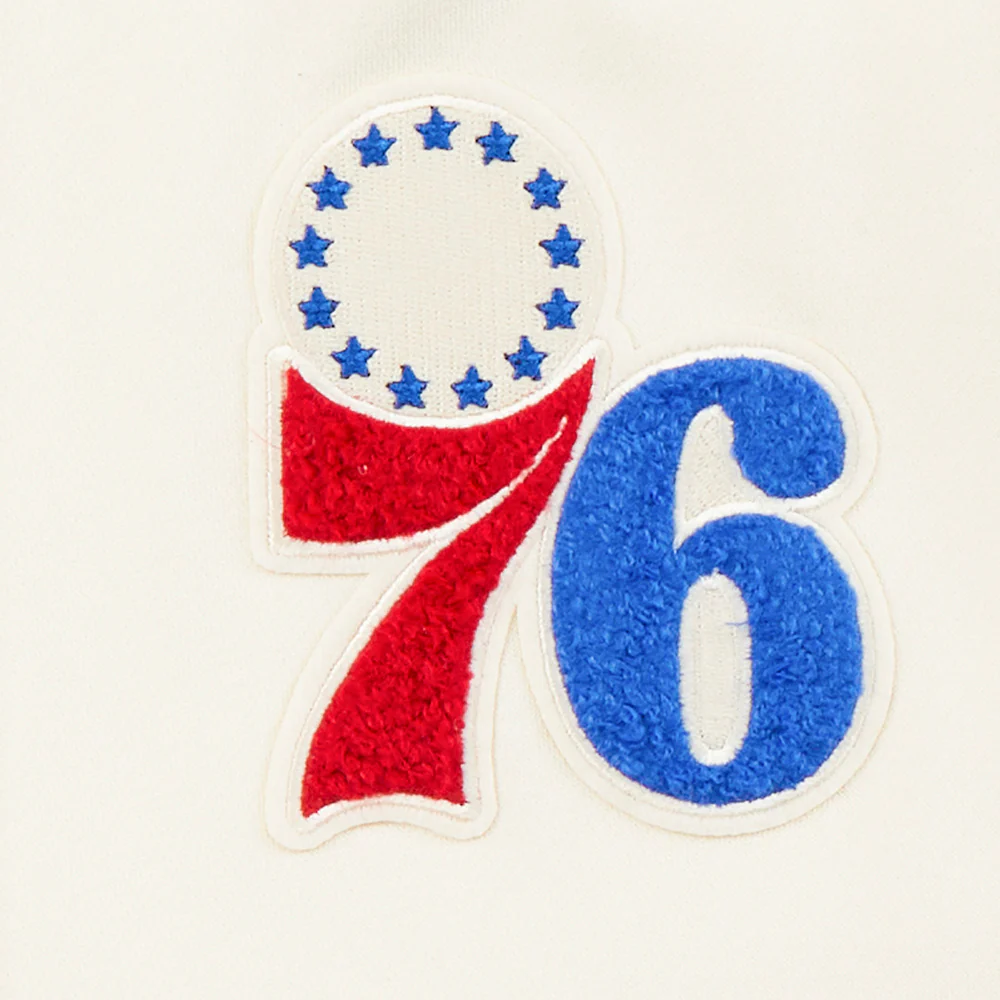 NBA PHILADELPHIA 76ERS RETRO CLASSIC LITTLE BOYS RIB FLEECE PULLOVER HOODIE (EGGSHELL/ROYAL BLUE) - Image 5