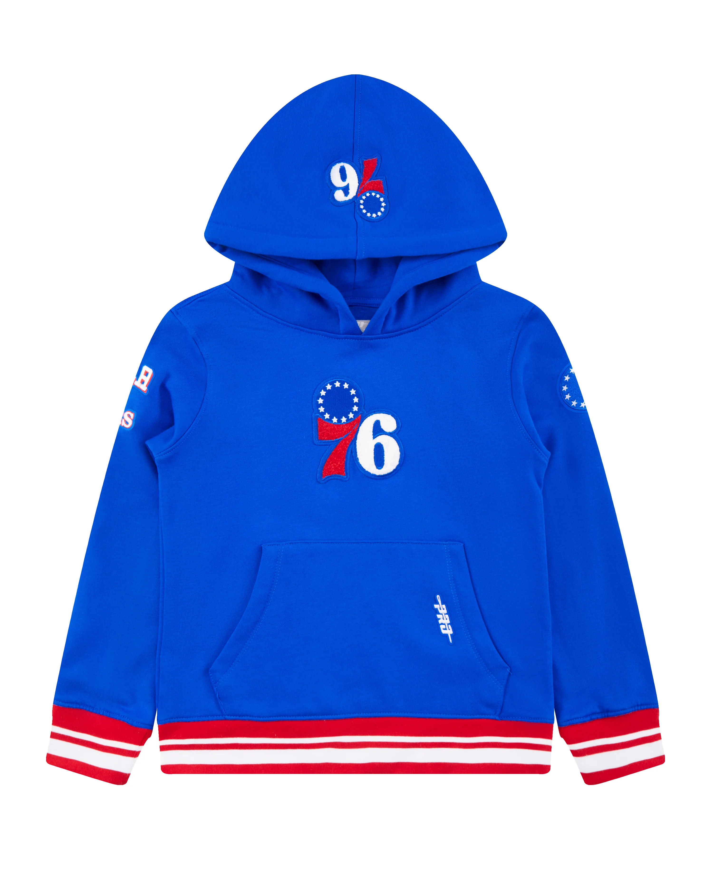 NBA PHILADELPHIA 76ERS RETRO CLASSIC LITTLE BOYS RIB FLEECE PULLOVER HOODIE (ROYAL BLUE/RED) - Image 3