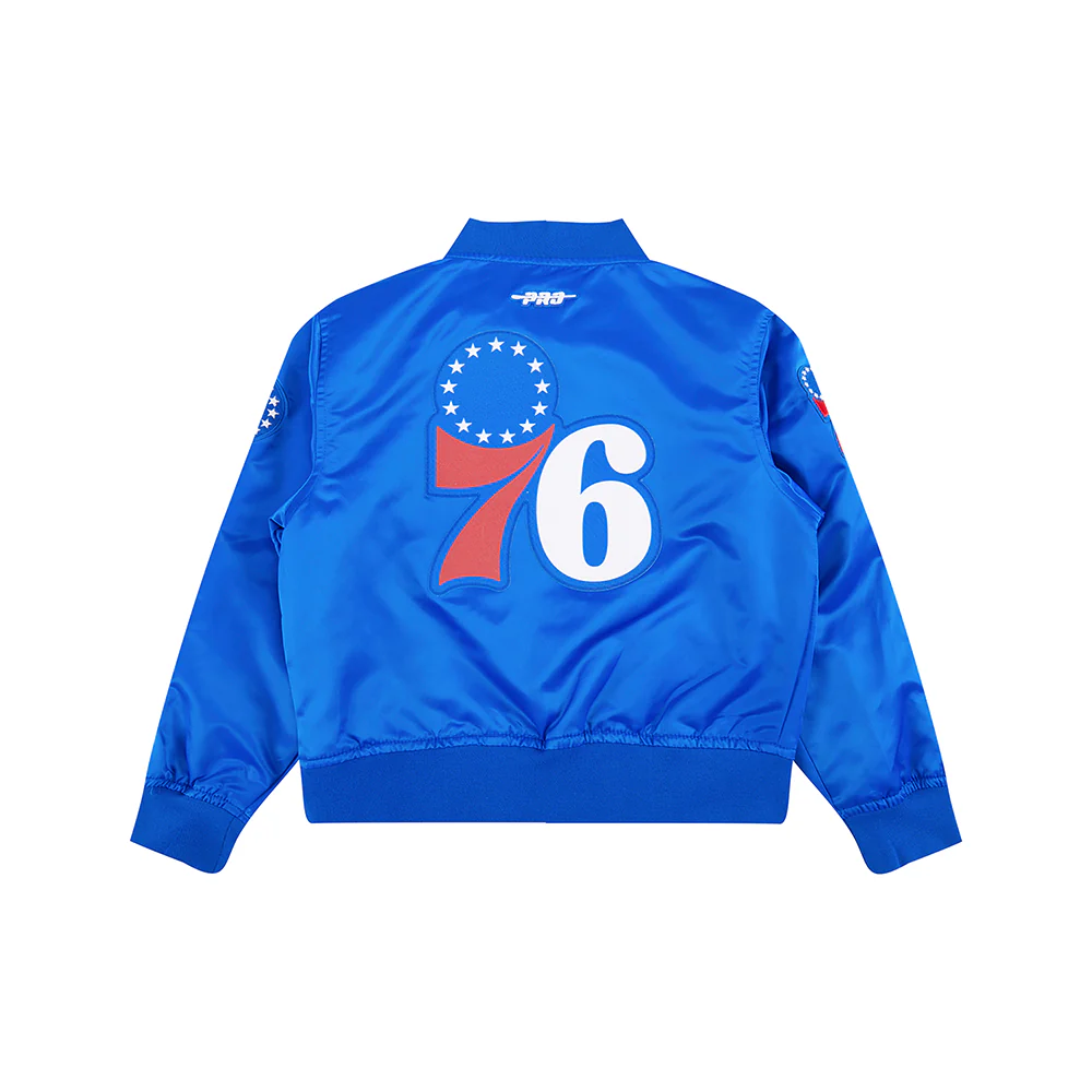 NBA PHILADELPHIA 76ERS CLASSIC LITTLE BOYS SATIN JACKET (ROYAL BLUE) - Image 4