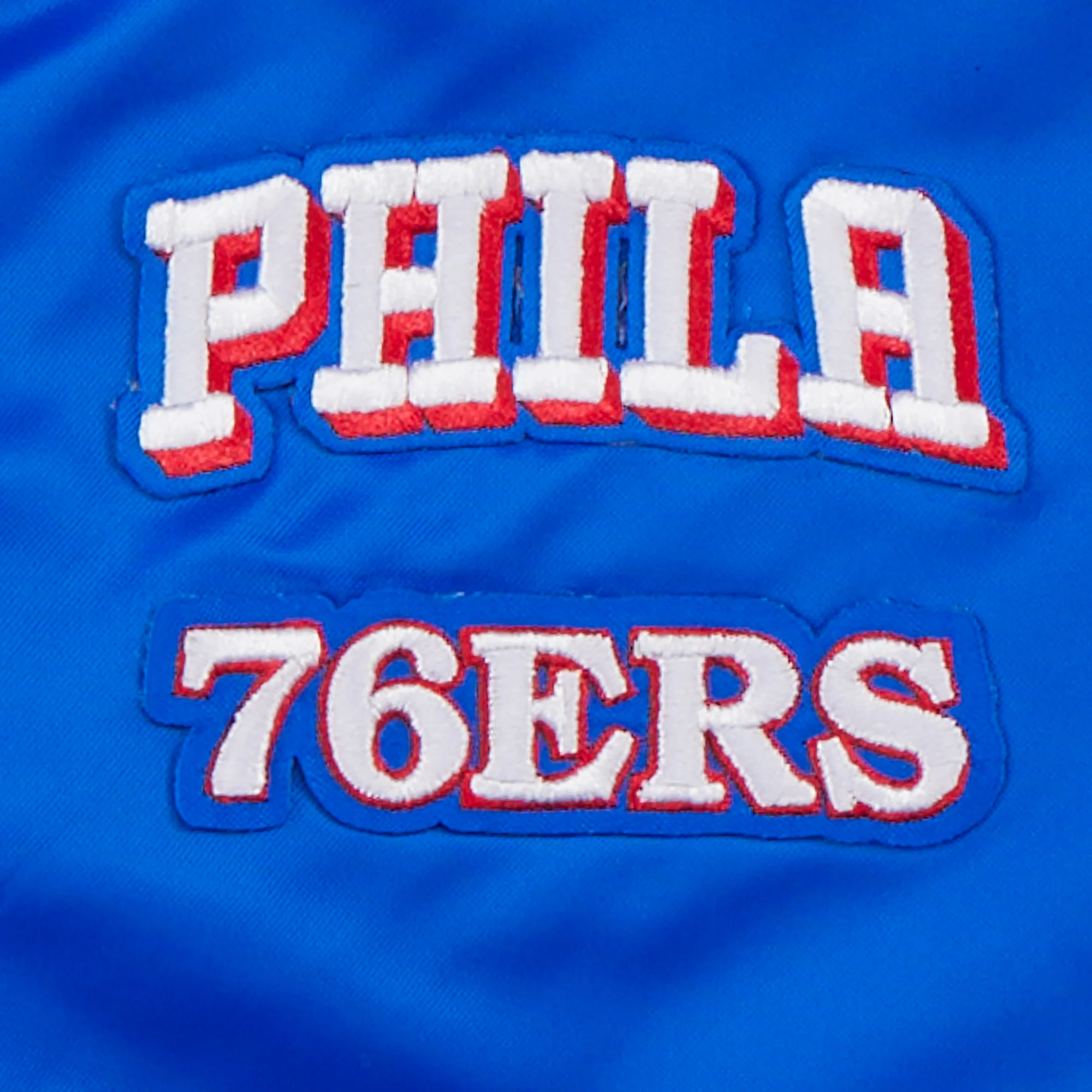 NBA PHILADELPHIA 76ERS RETRO CLASSIC LITTLE BOYS RIB SATIN JACKET (ROYAL BLUE/RED) - Image 5