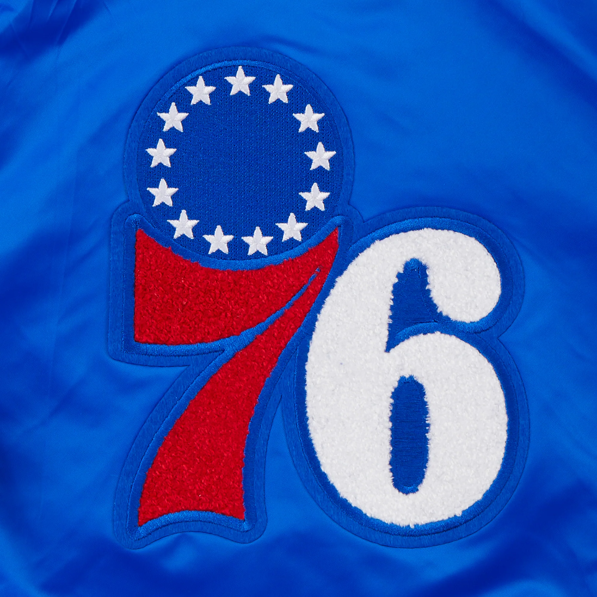 NBA PHILADELPHIA 76ERS RETRO CLASSIC LITTLE BOYS RIB SATIN JACKET (ROYAL BLUE/RED) - Image 9