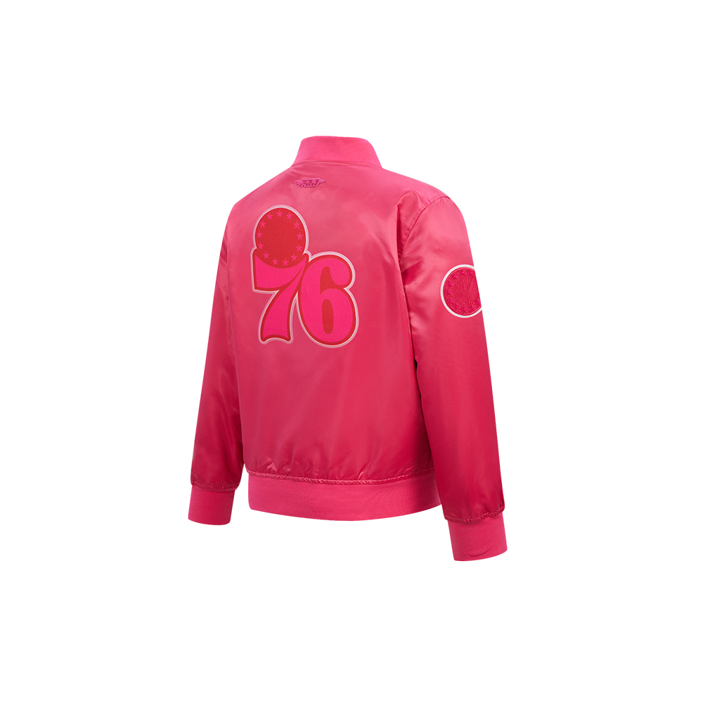 NBA PHILADELPHIA 76ERS TRIPLE PINK LITTLE GIRLS SATIN JACKET (BEETROOT PURPLE) - Image 4