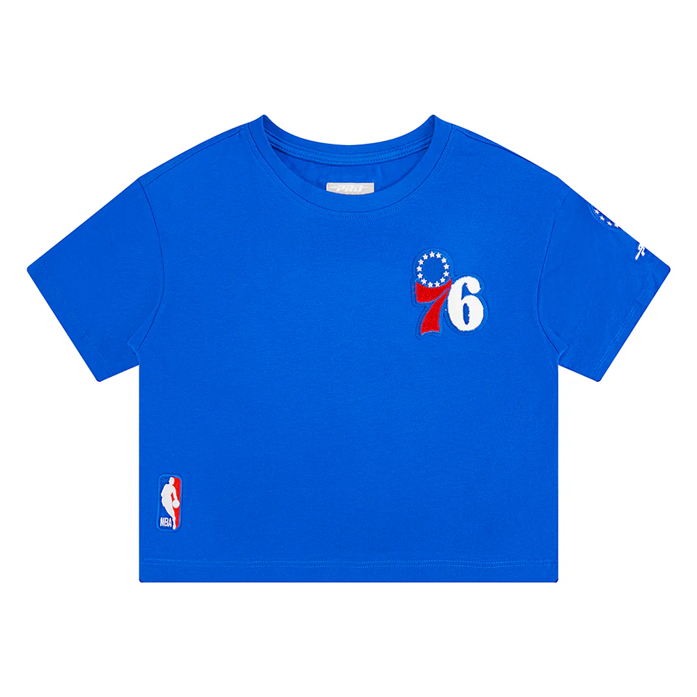 NBA PHILADELPHIA 76ERS CLASSIC LITTLE GIRLS SHORT SLEEVE BOXY TEE (ROYAL BLUE) - Image 3