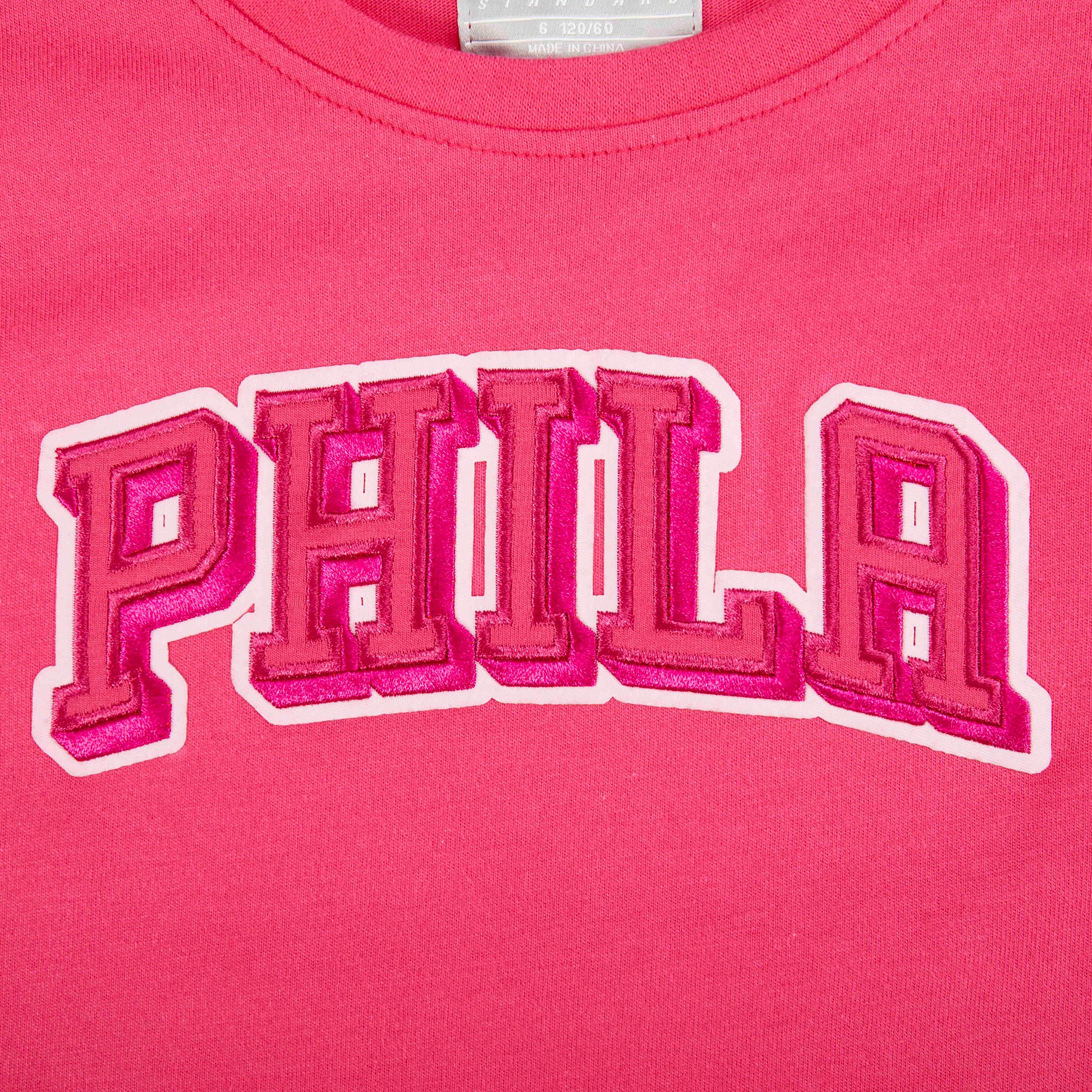 NBA PHILADELPHIA 76ERS TRIPLE PINK LITTLE GIRLS SHORT SLEEVE BOXY TEE (BEETROOT PURPLE) - Image 7