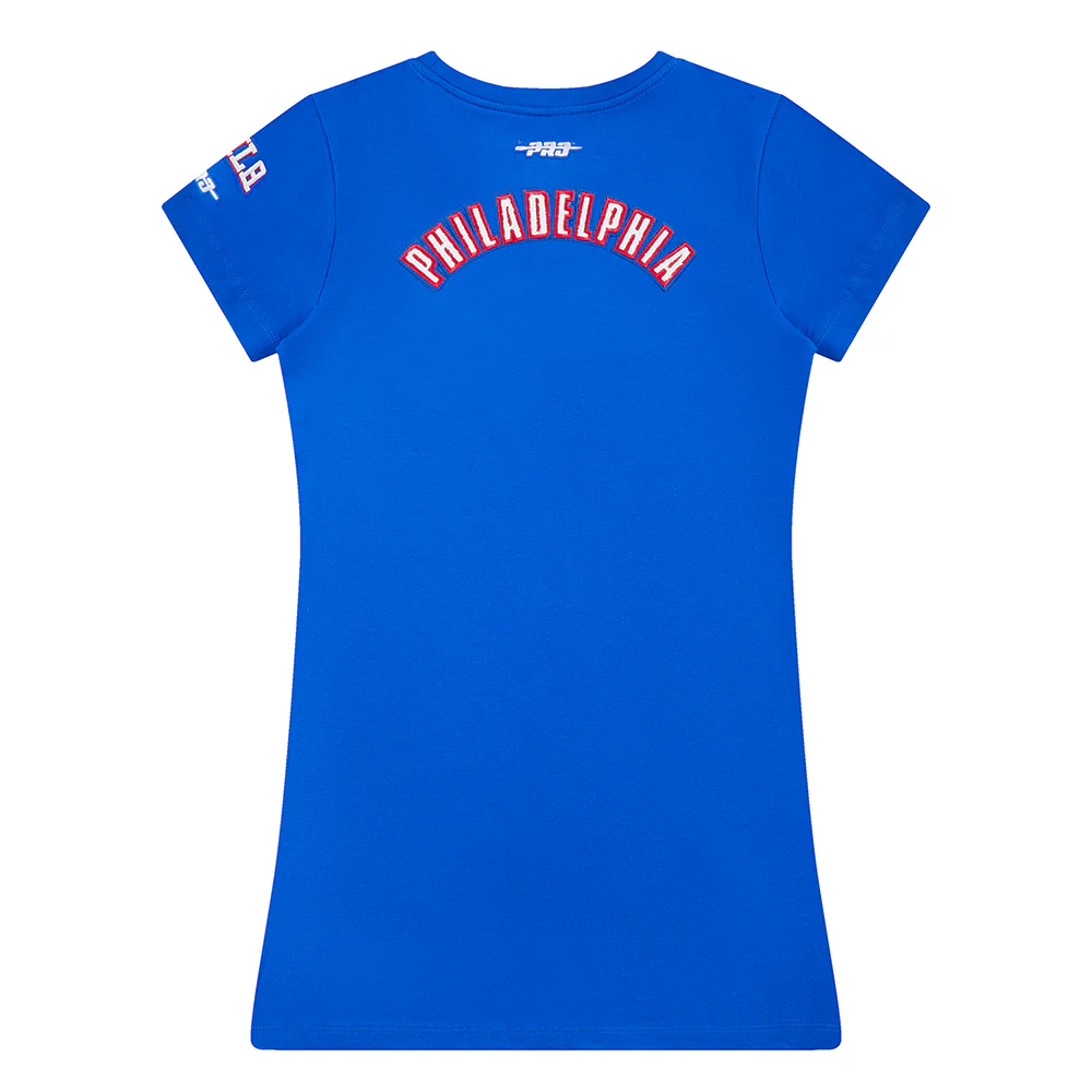 NBA PHILADELPHIA 76ERS CLASSIC LITTLE GIRLS TEE DRESS (ROYAL BLUE) - Image 4
