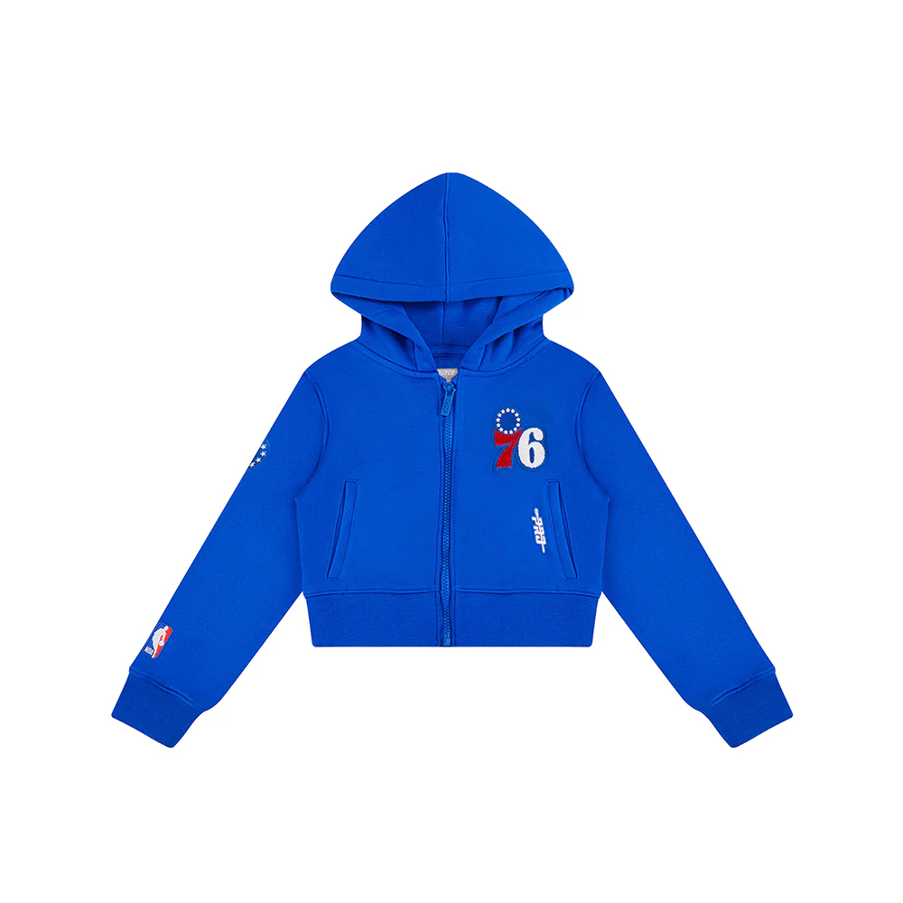 NBA PHILADELPHIA 76ERS CLASSIC LITTLE GIRLS  FLEECE FULL ZIP HOODIE (ROYAL BLUE) - Image 3
