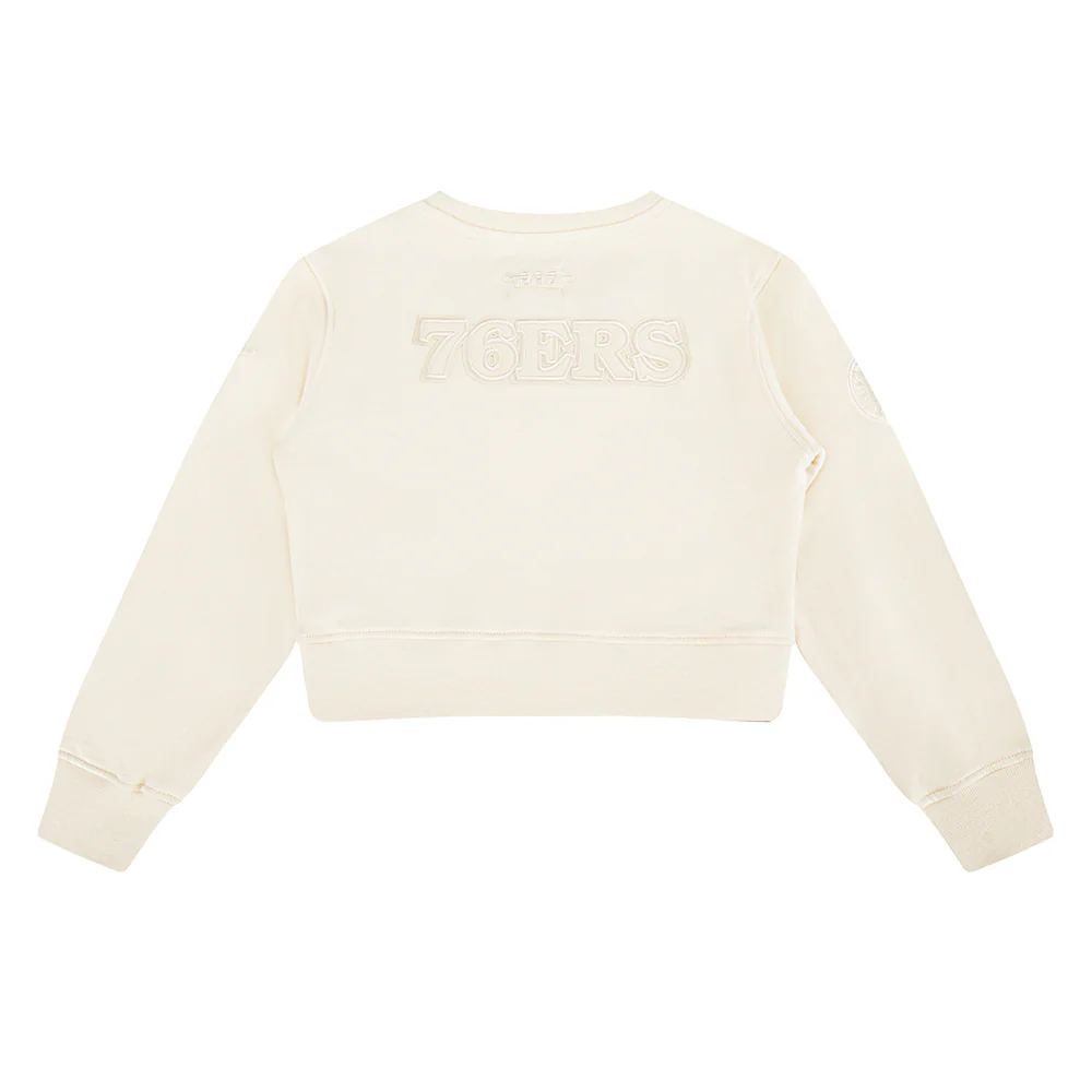 NBA PHILADELPHIA 76ERS NEUTRAL LITTLE GIRLS FLEECE CREWNECK (EGGSHELL) - Image 4