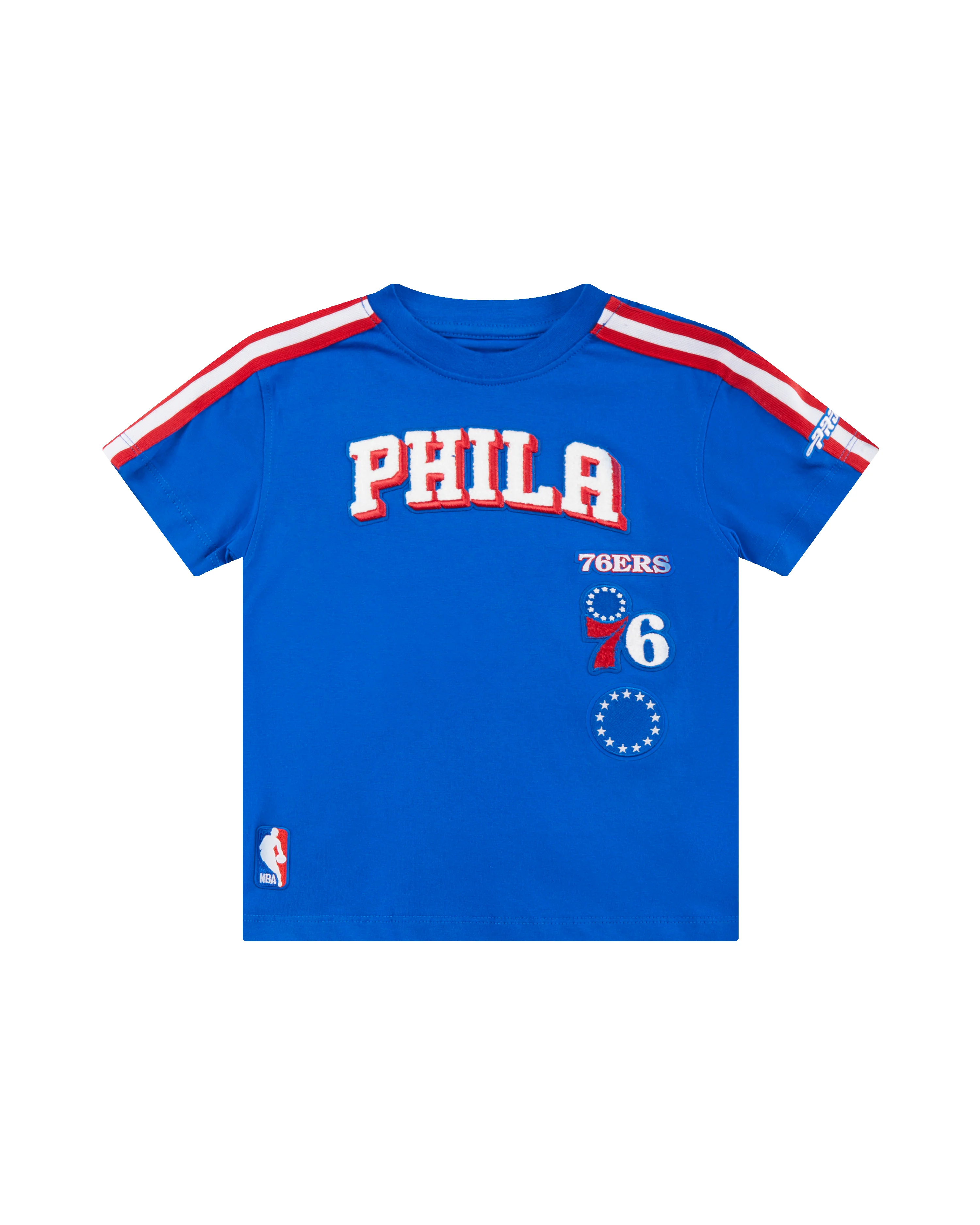 NBA PHILADELPHIA 76ERS RETRO CLASSIC TODDLER BOYS SHORT SLEEVE TAPING TEE (ROYAL BLUE/RED) - Image 3