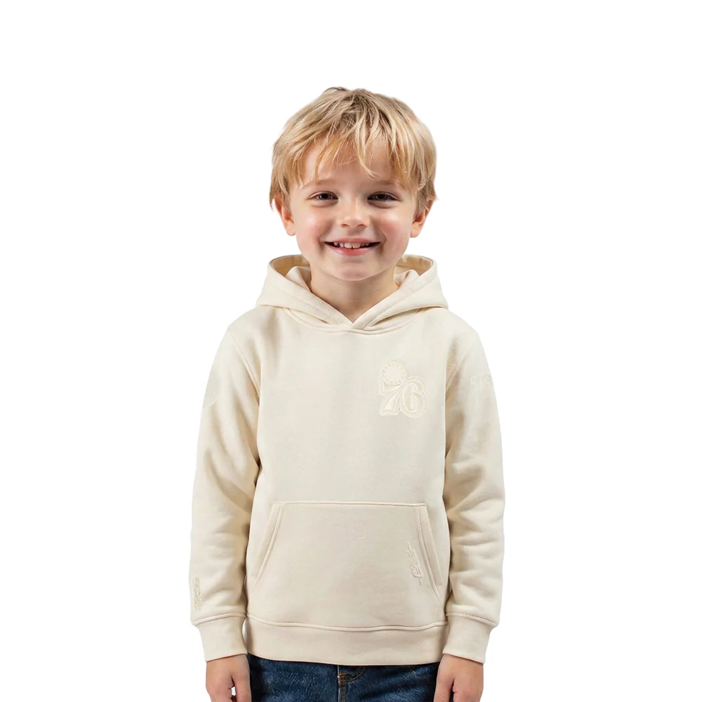 NBA PHILADELPHIA 76ERS NEUTRAL TODDLER BOYS FLEECE PULLOVER HOODIE (EGGSHELL)