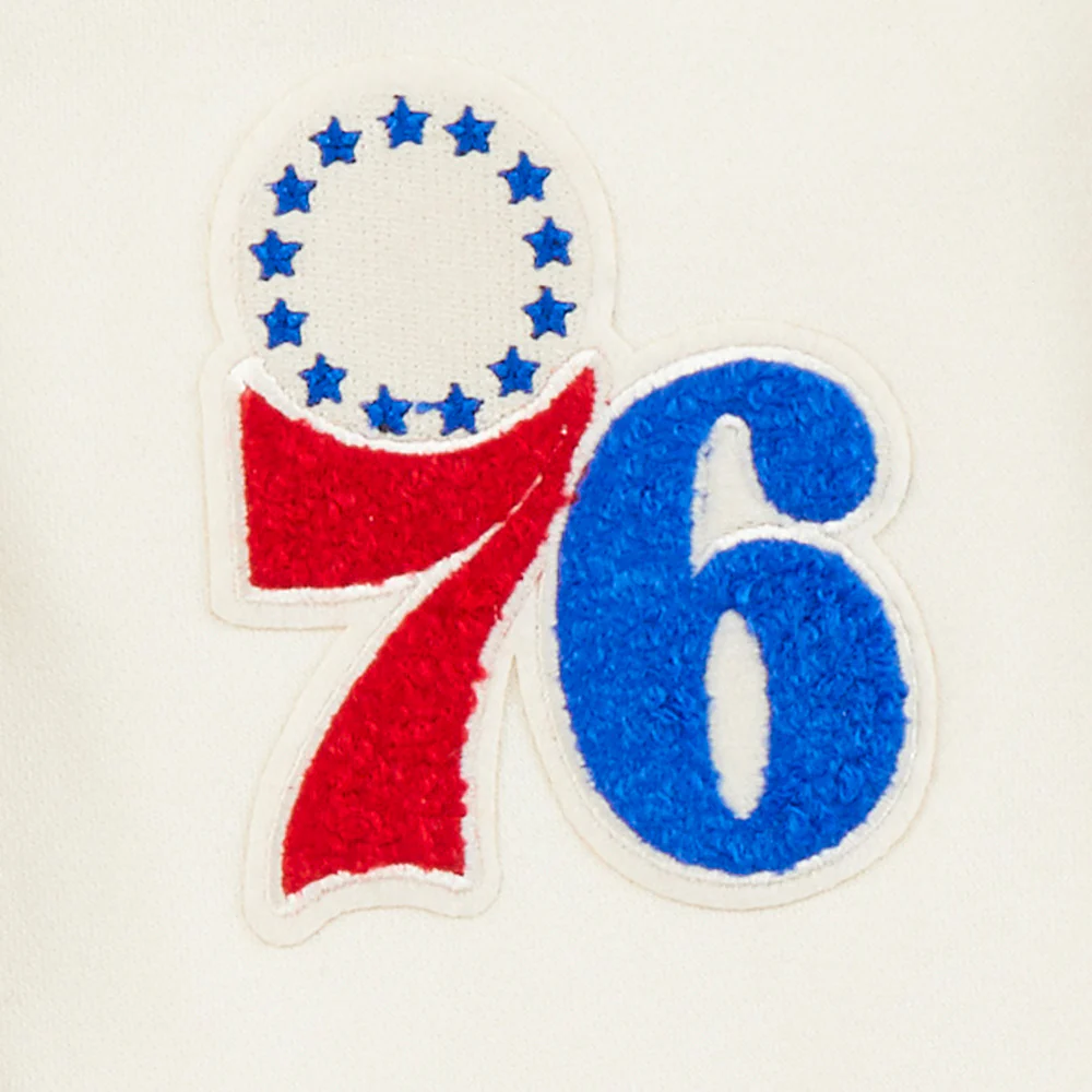 NBA PHILADELPHIA 76ERS RETRO CLASSIC TODDLER BOYS RIB FLEECE PULLOVER HOODIE (EGGSHELL/ROYAL BLUE) - Image 6