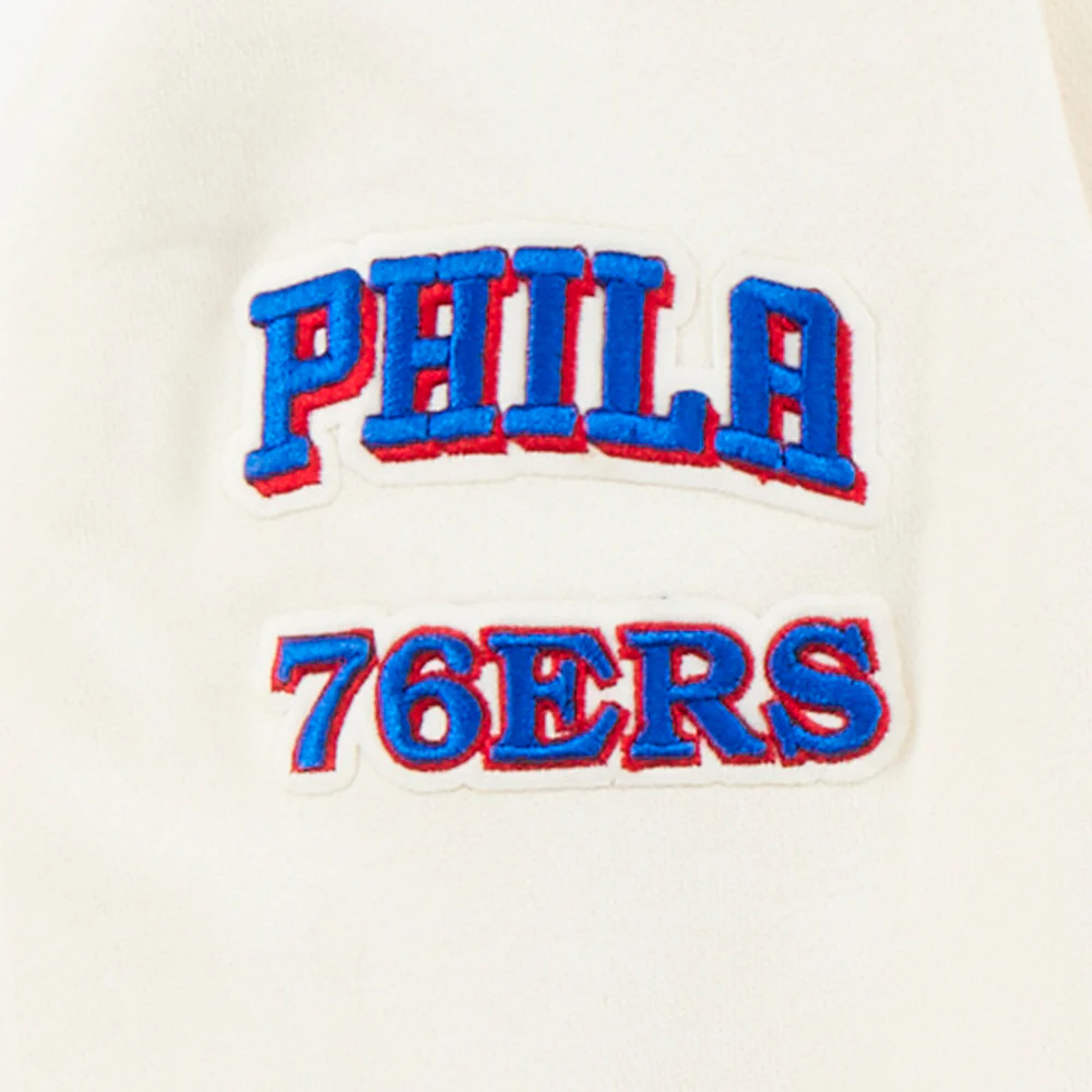 NBA PHILADELPHIA 76ERS RETRO CLASSIC TODDLER BOYS RIB FLEECE PULLOVER HOODIE (EGGSHELL/ROYAL BLUE) - Image 7