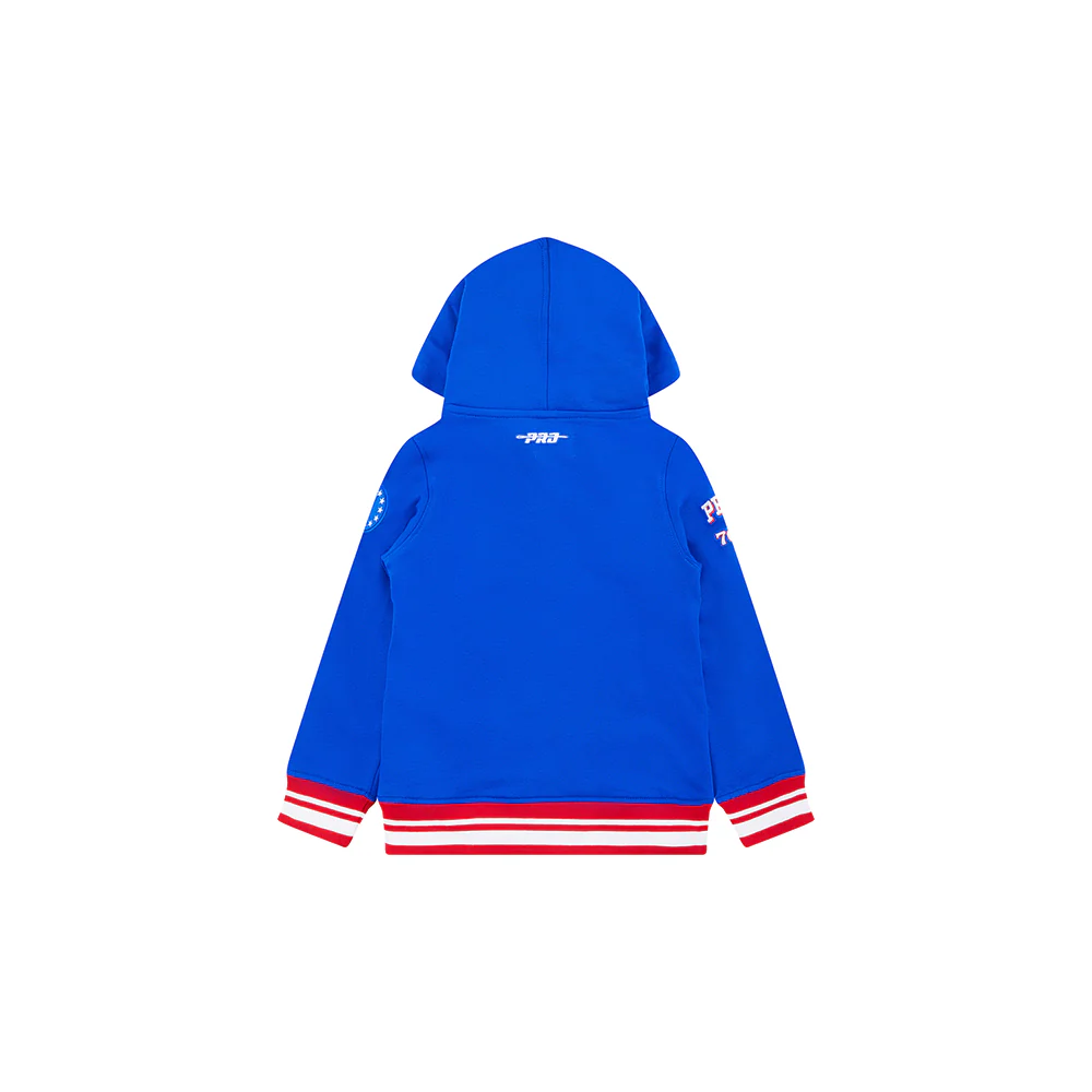 NBA PHILADELPHIA 76ERS RETRO CLASSIC TODDLER BOYS RIB FLEECE PULLOVER HOODIE (ROYAL BLUE/RED) - Image 4