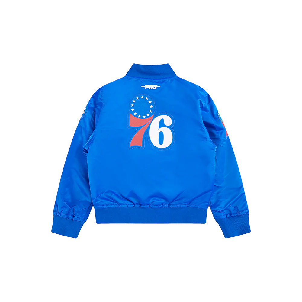 NBA PHILADELPHIA 76ERS CLASSIC TODDLER BOYS SATIN JACKET (ROYAL BLUE) - Image 4