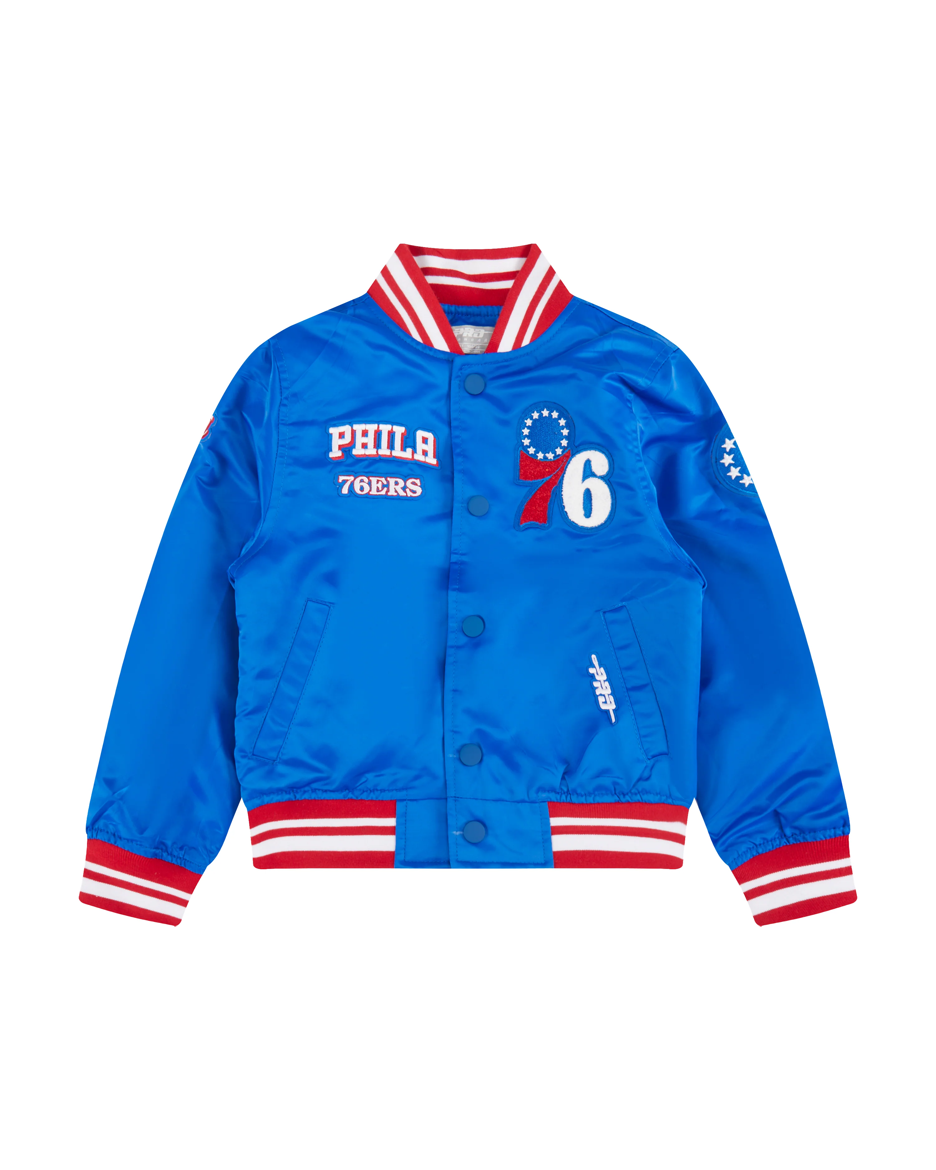 NBA PHILADELPHIA 76ERS RETRO CLASSIC TODDLER BOYS RIB SATIN JACKET (ROYAL BLUE/RED)