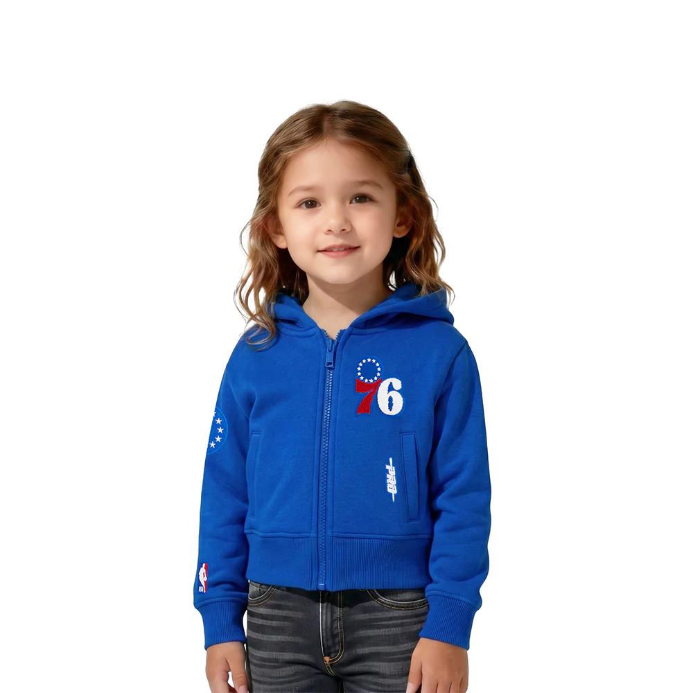 NBA PHILADELPHIA 76ERS CLASSIC TODDLER GIRLS  FLEECE FULL ZIP HOODIE (ROYAL BLUE)