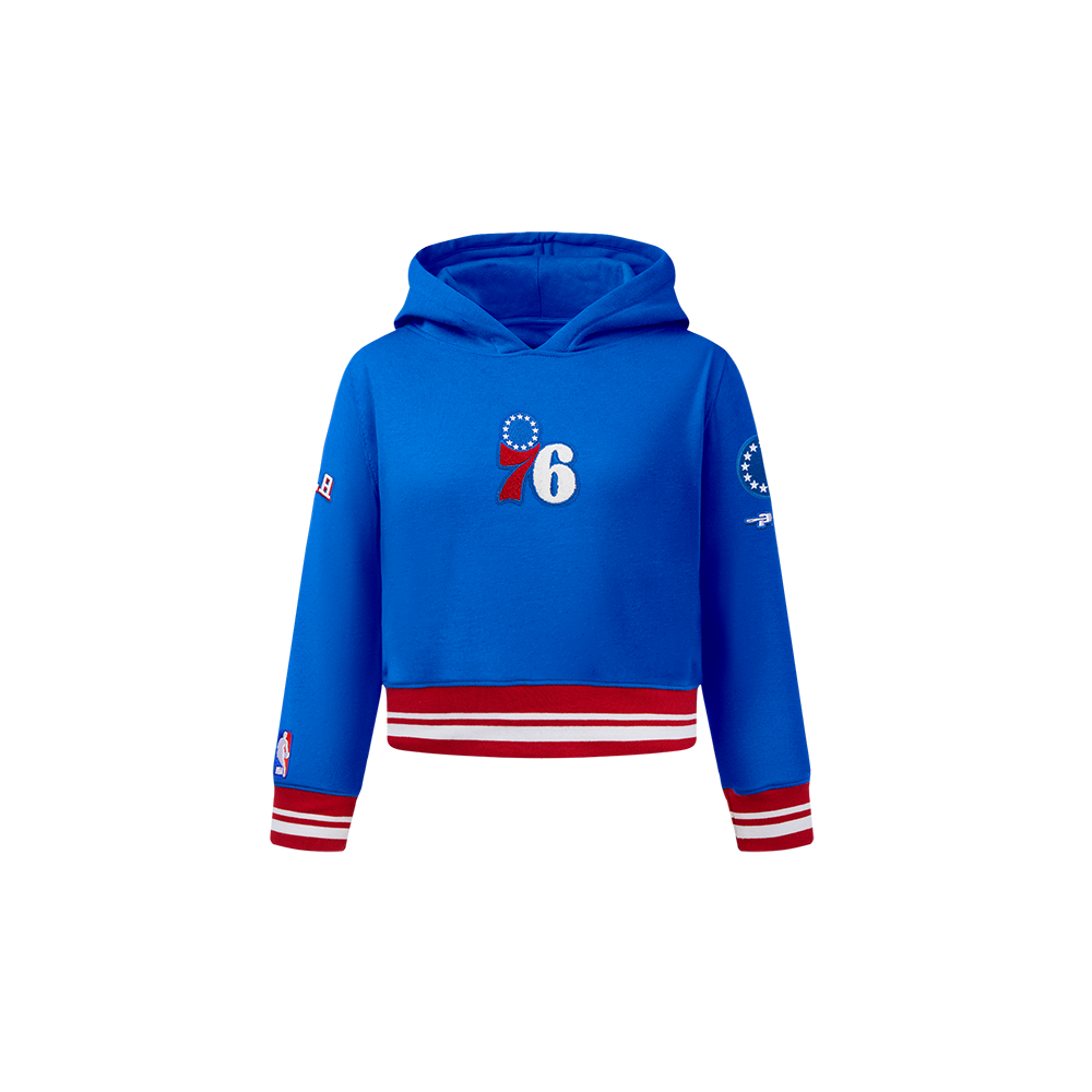 NBA PHILADELPHIA 76ERS RETRO CLASSIC TODDLER GIRLS  RIB FLEECE PULLOVER HOODIE (ROYAL BLUE/RED)