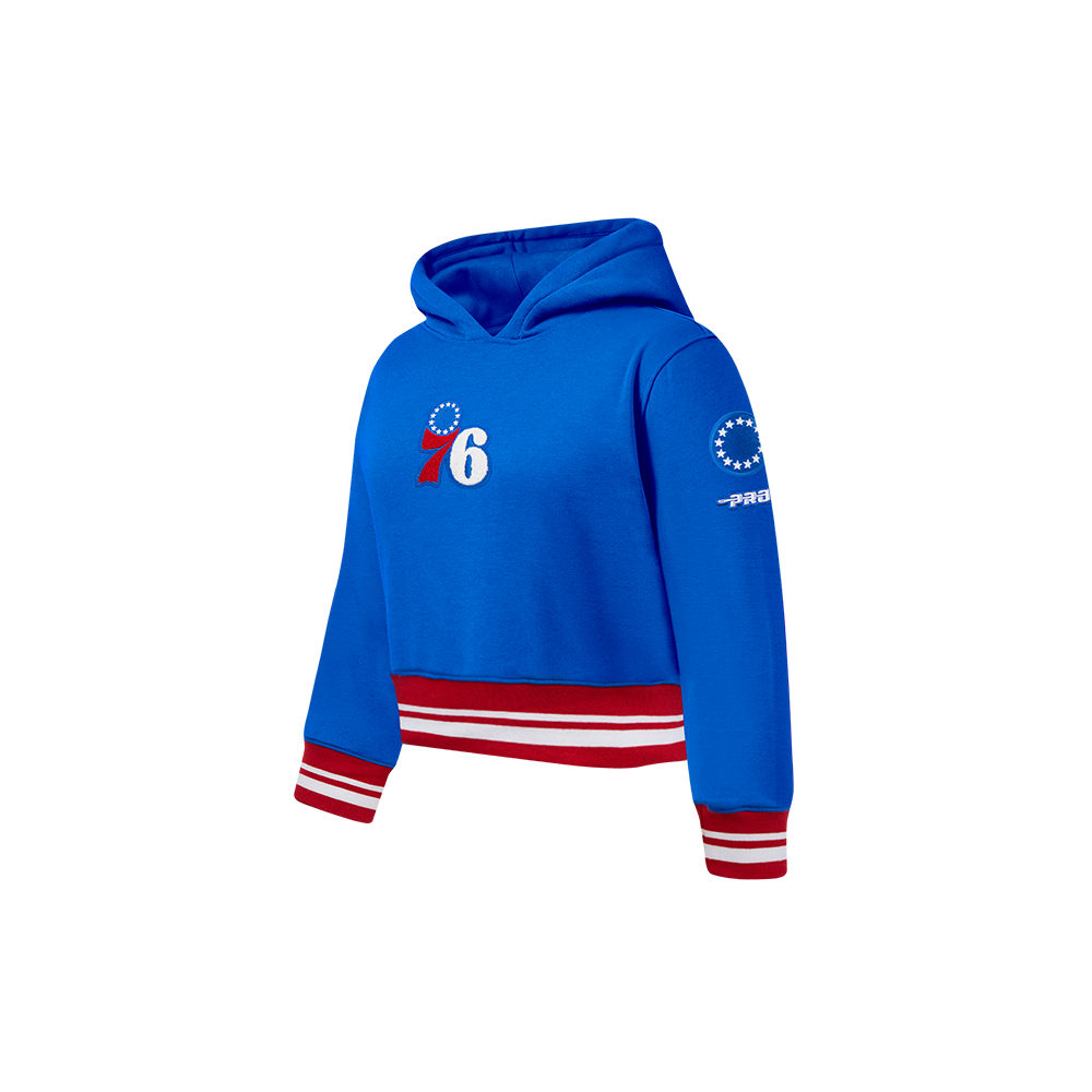 NBA PHILADELPHIA 76ERS RETRO CLASSIC TODDLER GIRLS  RIB FLEECE PULLOVER HOODIE (ROYAL BLUE/RED) - Image 2