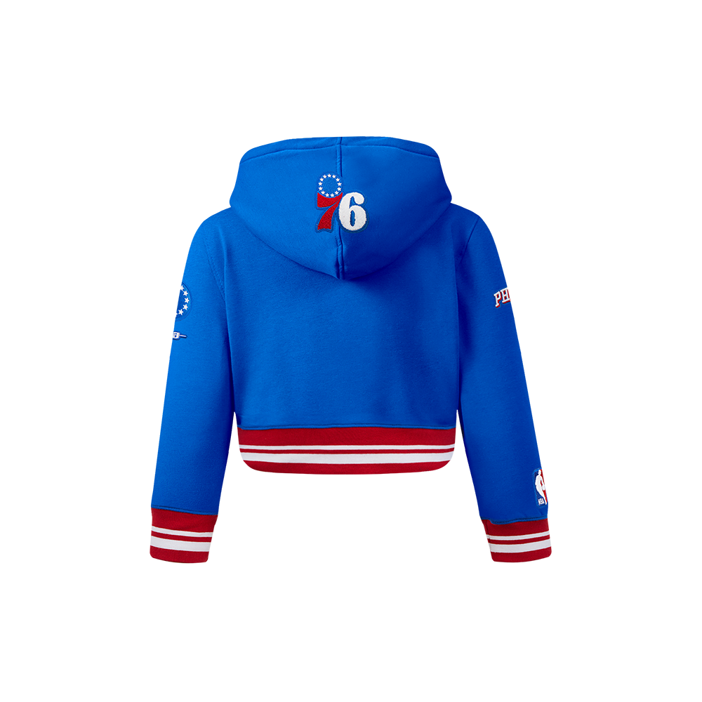 NBA PHILADELPHIA 76ERS RETRO CLASSIC TODDLER GIRLS  RIB FLEECE PULLOVER HOODIE (ROYAL BLUE/RED) - Image 3