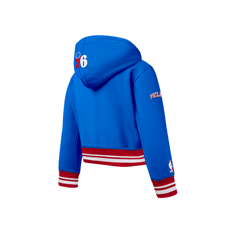 NBA PHILADELPHIA 76ERS RETRO CLASSIC TODDLER GIRLS  RIB FLEECE PULLOVER HOODIE (ROYAL BLUE/RED) - Image 4